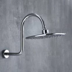 Shaped Shower Arm, Gooseneck Shower Arm Extension Heavy Duty Solid Stainless Steel Hose Replacement For Bathroom Shower Head (Shower Arm Plated) -Comfort Bathroom Store 87623645 3