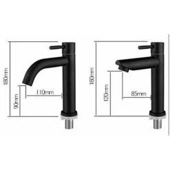 Matte Faucet Black Stainless Steel Basin Single Cold Water Tap For Home Kitchen Room Use, G1/2in Male Thread(Curved Mouth) -Comfort Bathroom Store 87632461 2