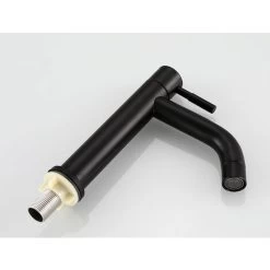 Matte Faucet Black Stainless Steel Basin Single Cold Water Tap For Home Kitchen Room Use, G1/2in Male Thread(Curved Mouth) -Comfort Bathroom Store 87632461 4