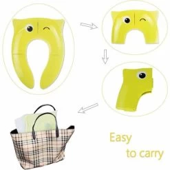 Child Folding Travel Toilet Reducer Portable Baby Toilet Seat Comfort PP Material With 4 Non-Slip Silicone Pads And 1 Carry Bag (Yellow) -Comfort Bathroom Store 87638594 3