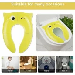 Child Folding Travel Toilet Reducer Portable Baby Toilet Seat Comfort PP Material With 4 Non-Slip Silicone Pads And 1 Carry Bag (Yellow) -Comfort Bathroom Store 87638594 5