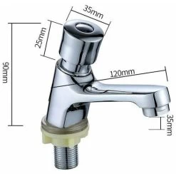 Self Closing Chrome Time Delay Faucet Water Saving Time Delay Basin Sink Faucet Faucet For Kitchen Bathroom Public Silver -Comfort Bathroom Store 87648620 5
