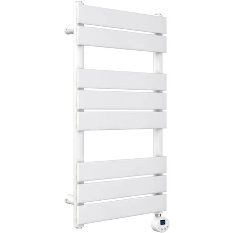 WarmeHaus Juva Flat Panel Dual Fuel Electric Thermostatic Heated Towel Rail Radiator 800x450mm White With 300W LCD White Electric Element 6 WarmeHaus Juva Flat Panel Dual Fuel Electric Thermostatic Heated Towel Rail Radiator 800x450mm White With 300W LCD White Electric Element - Image 4