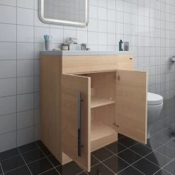 Calm Light Oak Left Hand Combination Vanity Unit Set With Cordoba Toilet -Comfort Bathroom Store 8829010 3