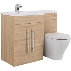 Calm Light Oak Left Hand Combination Vanity Unit Set With Cordoba Toilet -Comfort Bathroom Store 8829010 5