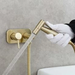 Stainless Steel Hand Shower Toilet Portable Bidet Kit Hot And Cold Water Shower Hose Bidet Toilet Complete Kit, Brushed Gold, WS024J2F2 -Comfort Bathroom Store 88295418 3