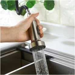 Pull-Out Sink Sprayer With Button Brushed Spray Head 2 Jets For Kitchen Mixer Tap Kitchen Taps -Comfort Bathroom Store 88295632 2