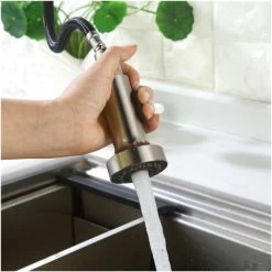 Pull-Out Sink Sprayer With Button Brushed Spray Head 2 Jets For Kitchen Mixer Tap Kitchen Taps -Comfort Bathroom Store 88295632 3