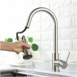 Pull-Out Sink Sprayer With Button Brushed Spray Head 2 Jets For Kitchen Mixer Tap Kitchen Taps -Comfort Bathroom Store 88295632 4