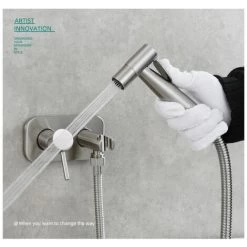Toilet Spray Kit，Toilet Bidet Spray,Bidet Shower Sprayer Kit Brass Mixer Tap Wall Mounted Hand Shower Silver -Comfort Bathroom Store 88295794 4