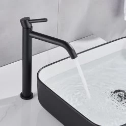 Black Chrome Basin Faucet, Tall Slim Basin, Bathroom Faucet, Single Cold Water Faucet, Sink Crane Bathroom Faucet -Comfort Bathroom Store 88296423 3