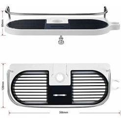 Telescopic Shower Shelf, Aluminum Alloy Adjustable Post Shower Shelf With 2 Towel Hooks, No Drilling Installation, Bathroom Organizer, 19-25mm -Comfort Bathroom Store 88297184 3