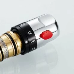 Chrome Thermostatic Shower Faucet Replacement Cartridge，One Piece All Copper Thermostatic Faucet Valve Core Temperature Sensor，Lilaris -Comfort Bathroom Store 88298638 5