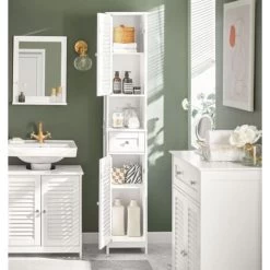 SoBuy Freestand Cabinet Storage 2 Shutter Doors And 1 Drawer Cupboard,FRG236-W -Comfort Bathroom Store 8842896 3