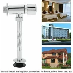 Urinal Flush Valve Chrome Urinal Flush Valve Wall Mount Button Type Exposed Cabinet Manual Delay Auto Shut Off For Bathroom Toilet -Comfort Bathroom Store 88616774 4