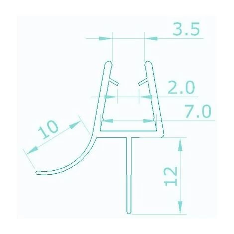 SKY Bath Shower Screen Door Seal Strip For 5-6mm Glass Thickness 12mm Seals Gap (Type 2) 5 SKY Bath Shower Screen Door Seal Strip For 5-6mm Glass Thickness 12mm Seals Gap (Type 2) - Image 3