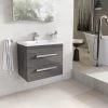 Hollton 600mm Anthracite Grey Wall Hung 2 Drawer Vanity Unit With Ceramic Sink 2 Hollton 600mm Anthracite Grey Wall Hung 2 Drawer Vanity Unit With Ceramic Sink -Comfort Bathroom Store 88841447 1