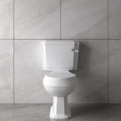 Bathroom White Close Coupled Toilet Soft Close Seat Modern Ceramic WC