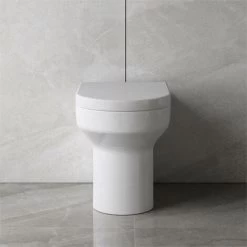 Bathroom BTW Modern Round Ceramic Toilet Pan & Soft Close Seat WC