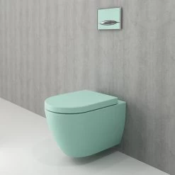 LIVEA Bello Wall Hung Toilet Bowl Without Rim + Soft-close Seat, Mint Green (GreenBello) -Comfort Bathroom Store 89051657 3