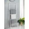 Tall Wooden Blanket Towel Ladder 5 Rungs Hooks Bathroom Rack Decor Shelf -Comfort Bathroom Store 89367524 1