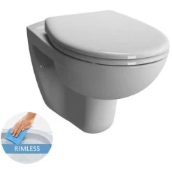 Vitra Normus Wall-hung Rimless Toilet With Softclose Seat, White (7855-003-6169)