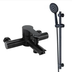 HIASDFLS Robinet De Douche En Acier Inoxydable Laqué, Mitigeur Eau Chaude Et Froide Noir -B