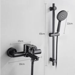 HIASDFLS Robinet De Douche En Acier Inoxydable Laqué, Mitigeur Eau Chaude Et Froide Noir -B -Comfort Bathroom Store 89422364 3