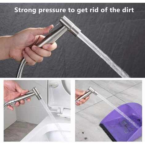 Toilet Hand Shower Kit, Shower Head For Bathroom Cleaning, Personal Daily Hygiene Sprayer, Wall Hose Set (Silver) 4 Toilet Hand Shower Kit, Shower Head For Bathroom Cleaning, Personal Daily Hygiene Sprayer, Wall Hose Set (Silver) - Image 2