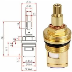 4 Pcs Brass Ceramic Disc Faucet Replacement Ceramic Cartridge Universal Ceramic Brass Cartridge Faucet Kitchen Faucet(Red Blue) -Comfort Bathroom Store 89791569 3