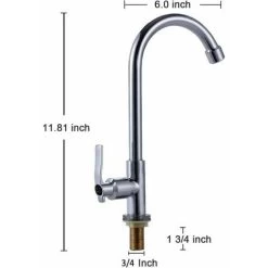 Cold Water Sink Faucet Single Handle One Hole High Arc Deck Mount Stainless Steel Bar Faucet For Kitchen Garden Outdoor RV Easy Installation Chrome 9 Cold Water Sink Faucet Single Handle One Hole High Arc Deck Mount Stainless Steel Bar Faucet For Kitchen Garden Outdoor RV Easy Installation Chrome -Comfort Bathroom Store 89808249 3