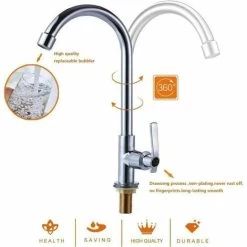 Cold Water Sink Faucet Single Handle One Hole High Arc Deck Mount Stainless Steel Bar Faucet For Kitchen Garden Outdoor RV Easy Installation Chrome 10 Cold Water Sink Faucet Single Handle One Hole High Arc Deck Mount Stainless Steel Bar Faucet For Kitchen Garden Outdoor RV Easy Installation Chrome -Comfort Bathroom Store 89808249 4