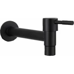 Mop Pool Faucet, Black Wall Mount Faucet, Wall Tap, Cold Water Faucet, Bathroom, Sink, Balcony, Kitchen Stainless Steel Water Saving Faucet (Black)
