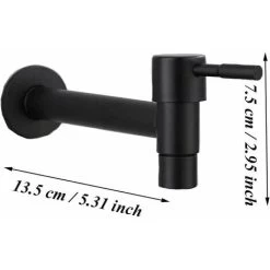 Mop Pool Faucet, Black Wall Mount Faucet, Wall Tap, Cold Water Faucet, Bathroom, Sink, Balcony, Kitchen Stainless Steel Water Saving Faucet (Black) -Comfort Bathroom Store 89808285 3