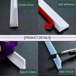 2M/78inch Silicone Shower Threshold Water Barrier,Wet Room Floor Water Barrier,Bathroom Water Dam,Shower Sealing Strip,Sink Bathtub Retaining Strip For Wet And Dry Separation (L Shape,3cm High) -Comfort Bathroom Store 89808304 5