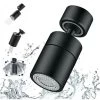 Faucet Aerator, 360 Degree Rotation, 2 Modes Adjustable Kitchen Faucet Filter Aerator For Kitchen Bathroom, 22mm Female Thread, Black, 1pc -Comfort Bathroom Store 89808305 1