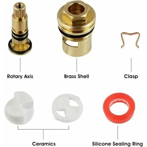 2pcs Head With Ceramic Discs, /2 Ceramic Cartridges, Universal Spare For Brass Tap 20 Notches X 53mm Spare For Cusin, Bathroom (hot And Cold) 7 2pcs Head With Ceramic Discs, /2 Ceramic Cartridges, Universal Spare For Brass Tap 20 Notches X 53mm Spare For Cusin, Bathroom (hot And Cold) - Image 5