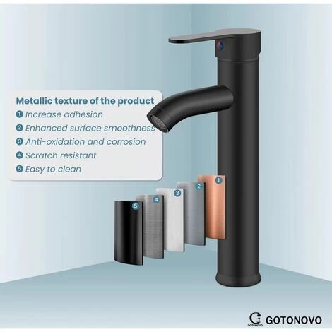 Bathroom Vessel Sink Faucet Single Handle Matte Black Lavatory Vanity Mixer Tap Tall Spout Single HoleBlack Gold 7 Bathroom Vessel Sink Faucet Single Handle Matte Black Lavatory Vanity Mixer Tap Tall Spout Single HoleBlack Gold - Image 5