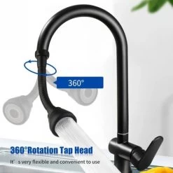 360° Rotatable Tap Head Faucet Extender Splash-Proof Kitchen Tap Sprayer With 3 Modes Water Saving Black Copper Water Tap Head (Long) -Comfort Bathroom Store 89808599 3