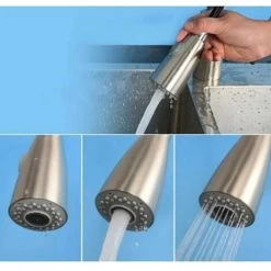 Dual Function Kitchen Faucet Replacement Sink Spray Head Pull Out In 1/2" Brushed Interface -Comfort Bathroom Store 90271159 3
