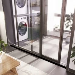 LITZEE Black Shower Barrier 2 ME Silicone Retention System, Shower Threshold Anti Overflow Rubber Water Dam Self Adhesive, Waterproof Door Seal For Bathroom Floor -Comfort Bathroom Store 90319956 4