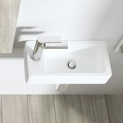 370mm Compact Bathroom Cloakroom Hand Wash Basin Sink Ceramic Wall Hung Left Hand -Comfort Bathroom Store 90429527 3