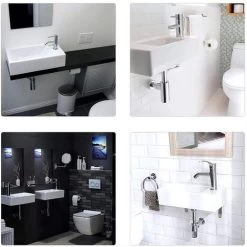 370mm Compact Bathroom Cloakroom Hand Wash Basin Sink Ceramic Wall Hung Left Hand -Comfort Bathroom Store 90429527 4