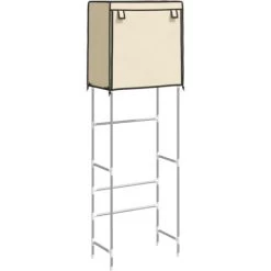 2-Tier Storage Rack Over Toilet Cream 56x30x170 Cm Iron VidaXL