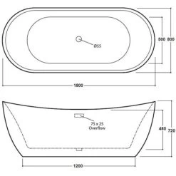 Freestanding Modern Double Ended Bath 1800mm - Rose By Voda Design -Comfort Bathroom Store 90625056 3