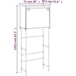 2-Tier Storage Rack Over Laundry Machine Grey 71x29.5x170.5 Cm Iron VidaXL 9 2-Tier Storage Rack Over Laundry Machine Grey 71x29.5x170.5 Cm Iron VidaXL -Comfort Bathroom Store 90730121 3