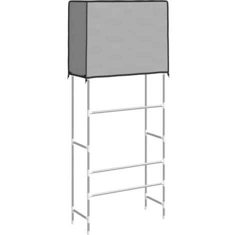 2-Tier Storage Rack Over Laundry Machine Grey 71x29.5x170.5 Cm Iron VidaXL 7 2-Tier Storage Rack Over Laundry Machine Grey 71x29.5x170.5 Cm Iron VidaXL - Image 5