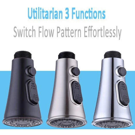 Faucet Spout, Horn Push Button Switch Hanging Spout Replaceable, For G1/2 Connectors (black) 5 Faucet Spout, Horn Push Button Switch Hanging Spout Replaceable, For G1/2 Connectors (black) - Image 3