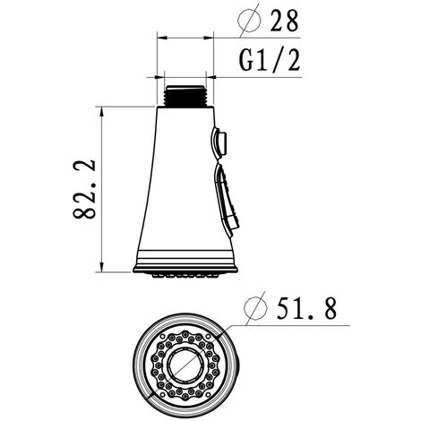 Faucet Spout, Horn Push Button Switch Hanging Spout Replaceable, For G1/2 Connectors (Plating) 4 Faucet Spout, Horn Push Button Switch Hanging Spout Replaceable, For G1/2 Connectors (Plating) - Image 2