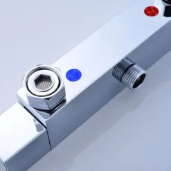Square Thermostatic Shower Stick Mixing Valve Faucet Chrome Bathroom Double Outlet -Comfort Bathroom Store 90741259 4